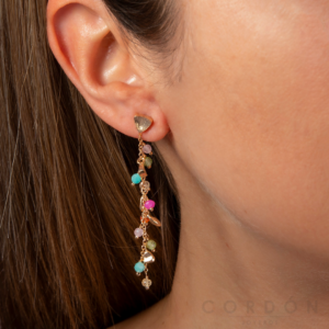 Pendientes Largos Acabado Oro 18 Kt Piedras Multicolor Vidal Vidal