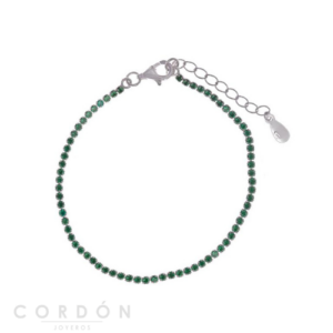 Pulsera Plata Rodio Riviere Circonitas Verde Salvatore