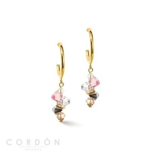 Pendientes Dancing Crystals Rosa Claro Dorado Coeur de Lion