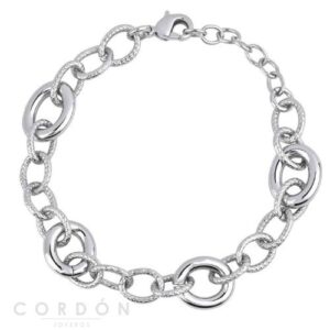 Pulsera acabado en Plata eslabones rayados circulares Vidal Vidal