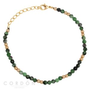 Pulsera acabado Oro 18 Kt Cristal Verde Bolitas Vidal Vidal