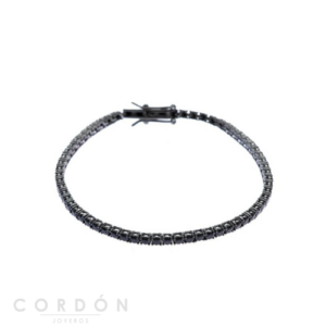 Pulsera Riviere Plata Chapado Rutenio Circonitas Negras Salvatore