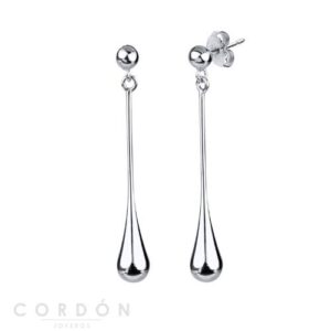 Pendientes Largos Acabado en Plata Gotas Vidal Vidal