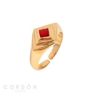 Anillo Acabado Oro 18 Kt Rombo Rojo Vidal Vidal