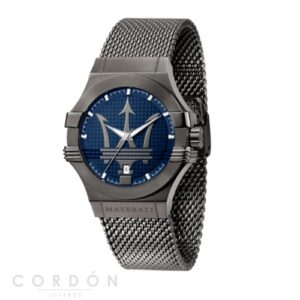 Reloj Maserati Potenza Auto 42mm 3H Blue Dial Mesh BR Gun