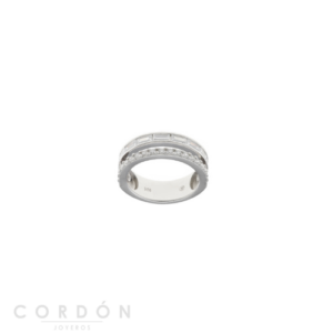 Sortija Plata Rodio Circonitas Blancas Baguets Salvatore 136S0328