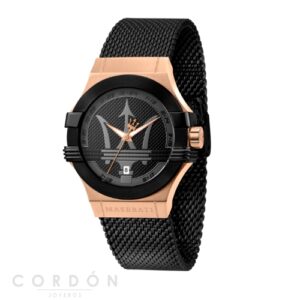 Reloj Maserati Potenza Auto 40mm 3H Black Dial Mesh BR BLK