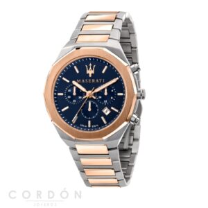 Reloj Maserati Stile 45mm CHR Blue Dial BR SS+RG