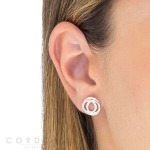 Pendientes Plata Acabada Oro 18Kt Aro Circonita Colgante Vidal Vidal