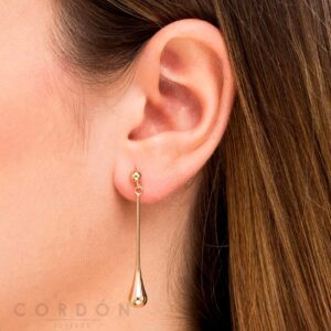 Pendientes Largos Acabado en Oro 18Kt Gotas Vidal Vidal