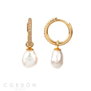 Pendientes Acabado Oro 18 Kt Aro Circonitas Perla Cultivada Vidal Vidal