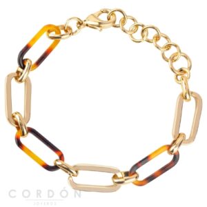 Pulsera Acabado Oro 18 Kt Eslabones y Carey Grueso Vidal Vidal