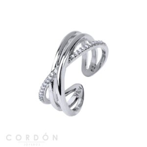 Anillo acabado Plata Tiras Circonitas Vidal Vidal