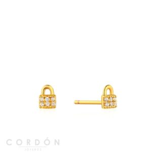 Pendientes Gold Padlock Sparkle Stud Ania Haie