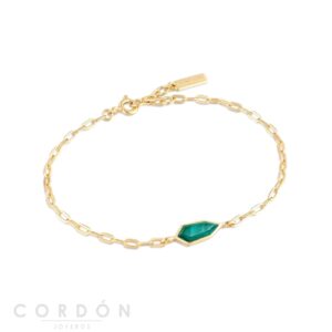 Pulsera Gold Malachite Emblem Chain Ania Haie