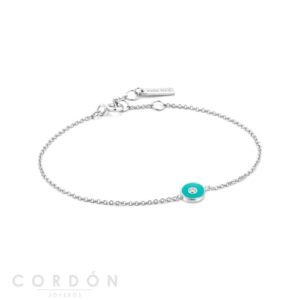 Pulsera Teal Enamel Disc Silver Ania Haie