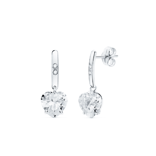 Pendientes Corazón Circonitas Oro Blanco 18K