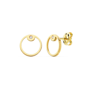 Pendientes Redondos Circonita Oro 18K