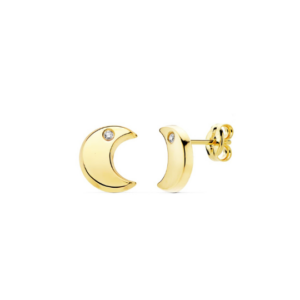 Pendientes Luna Circonita Oro 18K