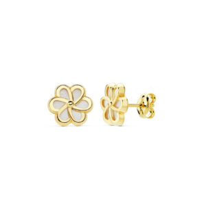 Pendientes Flor Nácar Oro 18K