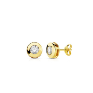 Pendientes Oro 18K Chatón Circonita