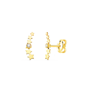 Pendientes Trepadores Estrella Circonitas Oro 18K