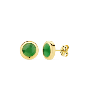 Pendientes Oro 18K Chatón Verde