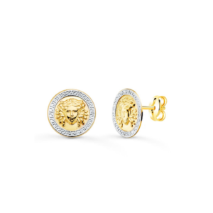 Pendientes Oro Bicolor Medusa Y Borde De Greca