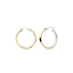 Pendientes Aro Greca Oro Bicolor 18K