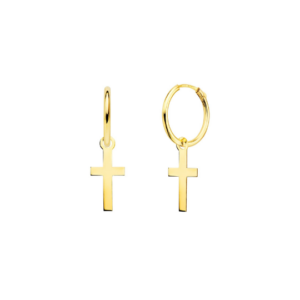 Pendientes Aro Cruz Oro 18K