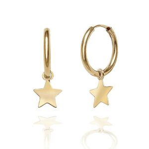 Pendientes Aros en Oro Estrella