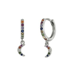 Pendientes en Aro Plata Colores Luna