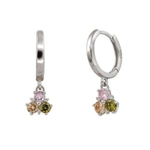 Pendientes en Aro Plata Flor Colores