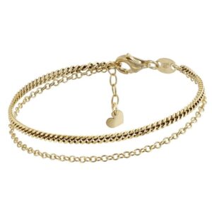 Pulsera Plata Dorada Doble Cadena
