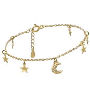 Pulsera Plata Dorada Estrellas y Luna