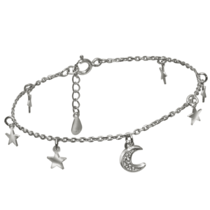 Pulsera Plata Estrellas y Luna