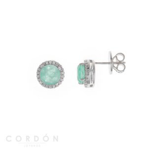 Pendientes Plata Rodio Cristal Verde Menta Hielo Salvatore