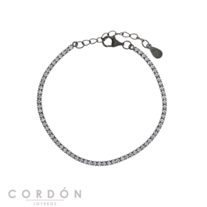 pulsera-plata-chapado-rosa-tejido-negro-circulo-negro-salvatore