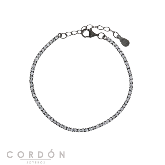 pulsera-plata-chapado-rosa-tejido-negro-circulo-negro-salvatore