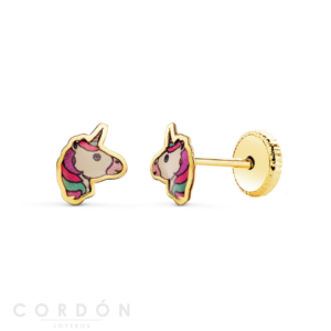 pendientes-oro-amarillo-18k-unicornios-esmalte