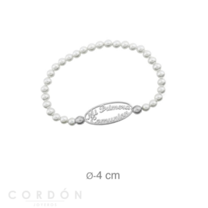 Pulsera Personalizada Perlas 2 Nombres Plata