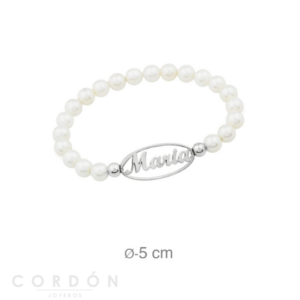 Pulsera Personalizada Perlas Plata