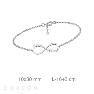 Pulsera Personalizada Infinito 2 Nombres Plata