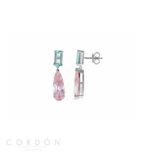 Pendientes Plata Rodio Circonita Baguet Nano Verde Salvatore