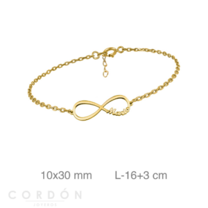 Pulsera Personalizada Infinito Plata Baño Oro