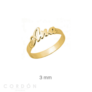 Anillo Personalizado Nombre Plata Baño Oro