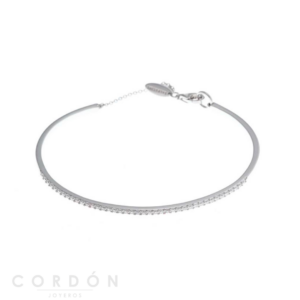 Pulsera Caña Plata Rodio Circonitas Blancas Salvatore