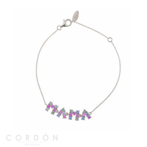 Pulsera Plata Rodio Mamá Circonitas Multicolor Salvatore