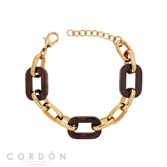 pulsera-acabado-oro-18-kt-eslabones-y-carey-grueso-vidal-vidal