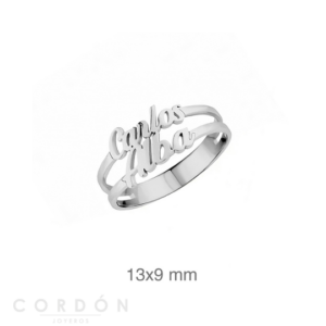 Anillo Personalizado Dos Nombres Plata